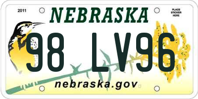 NE license plate 98LV96
