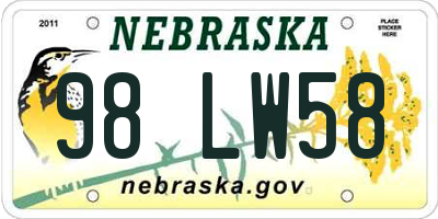 NE license plate 98LW58