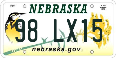 NE license plate 98LX15