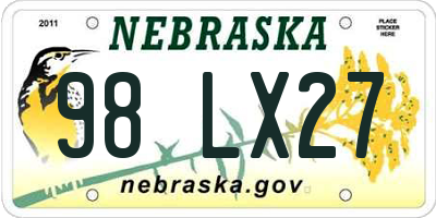 NE license plate 98LX27