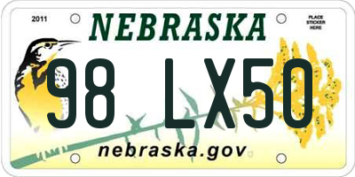 NE license plate 98LX50