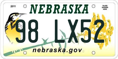 NE license plate 98LX52