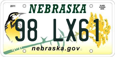 NE license plate 98LX61