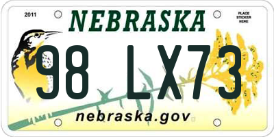 NE license plate 98LX73