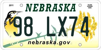 NE license plate 98LX74