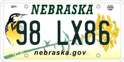 NE license plate 98LX86