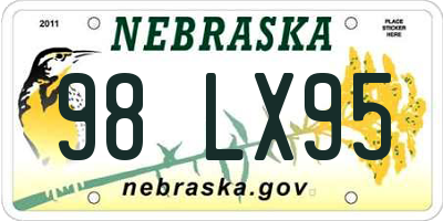 NE license plate 98LX95