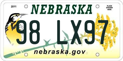 NE license plate 98LX97