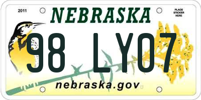 NE license plate 98LY07