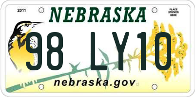 NE license plate 98LY10