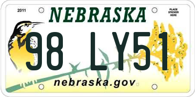 NE license plate 98LY51