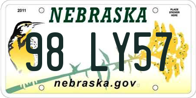 NE license plate 98LY57