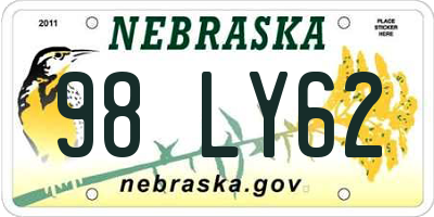 NE license plate 98LY62