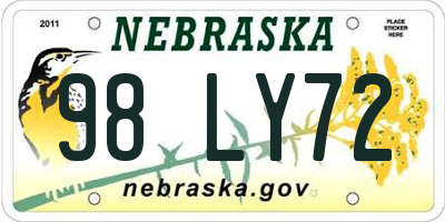NE license plate 98LY72