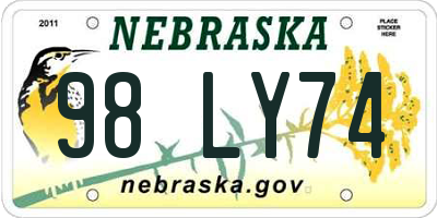 NE license plate 98LY74