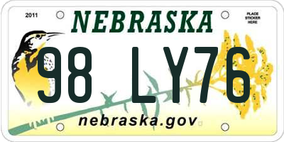 NE license plate 98LY76