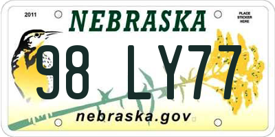 NE license plate 98LY77