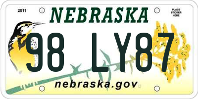 NE license plate 98LY87