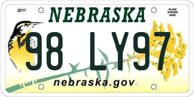 NE license plate 98LY97