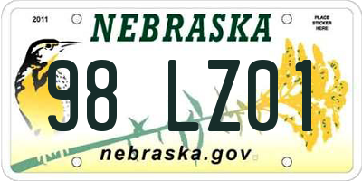 NE license plate 98LZ01