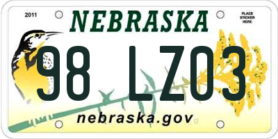 NE license plate 98LZ03