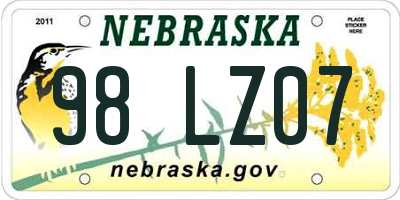 NE license plate 98LZ07
