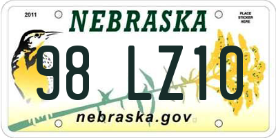 NE license plate 98LZ10