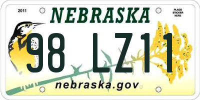 NE license plate 98LZ11