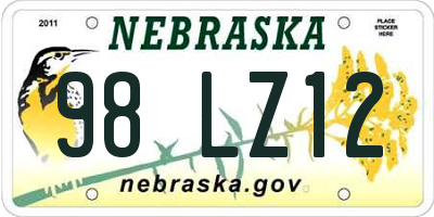 NE license plate 98LZ12