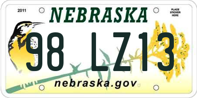 NE license plate 98LZ13