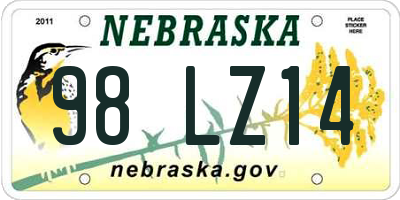 NE license plate 98LZ14