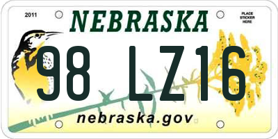 NE license plate 98LZ16