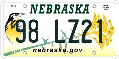 NE license plate 98LZ21