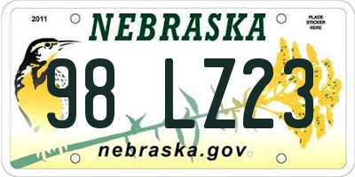 NE license plate 98LZ23