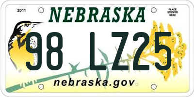 NE license plate 98LZ25
