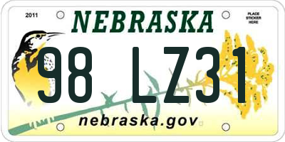 NE license plate 98LZ31