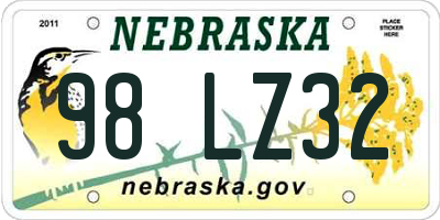 NE license plate 98LZ32