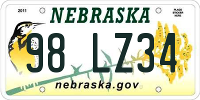NE license plate 98LZ34
