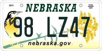 NE license plate 98LZ47