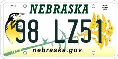 NE license plate 98LZ51