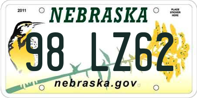 NE license plate 98LZ62