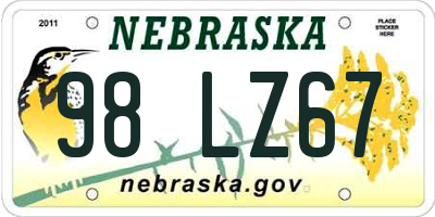 NE license plate 98LZ67
