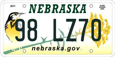 NE license plate 98LZ70