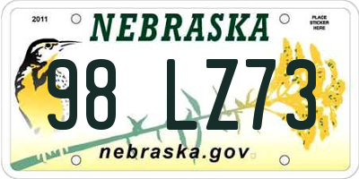NE license plate 98LZ73