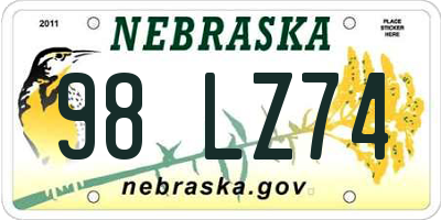 NE license plate 98LZ74