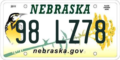 NE license plate 98LZ78