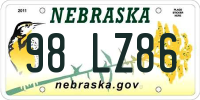 NE license plate 98LZ86