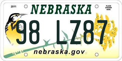 NE license plate 98LZ87