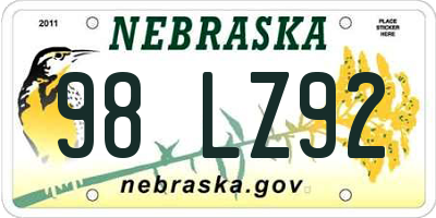 NE license plate 98LZ92