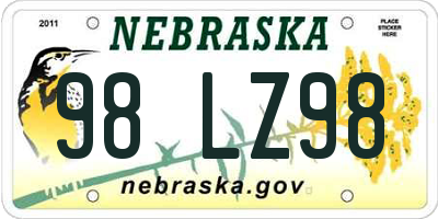 NE license plate 98LZ98